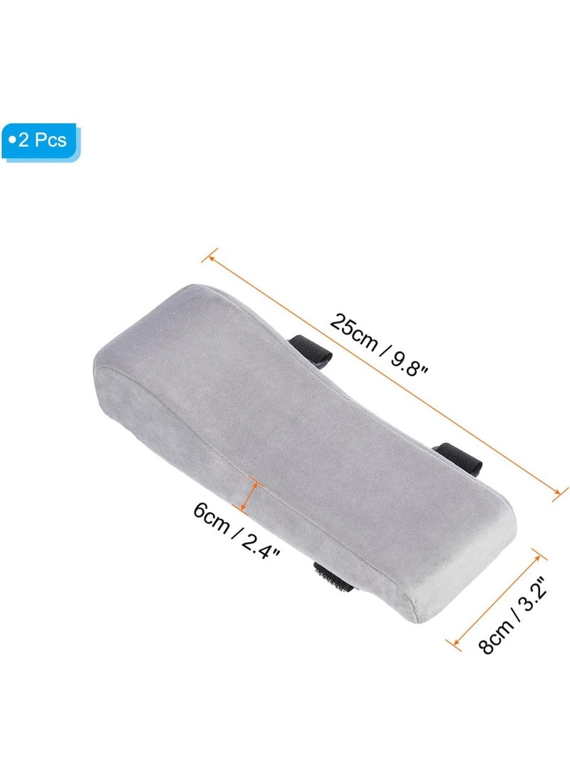 LYNLYN 2PCS Office Chair Armrest Pads, Non-Slip Memory Foam Arm Cushion Covers with Adjustable Straps, Removable Washable Covers, Ergonomic Elbow and Forearm Support for Desk Chairs and Wheelchairs (Grey) - Image 2